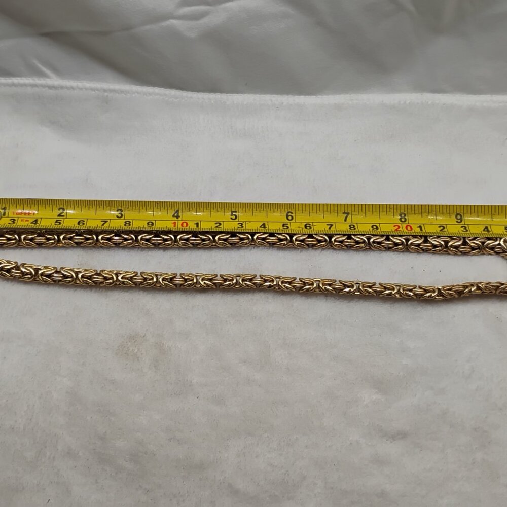 Vintage Silver Byzantine Large Necklace Italy .925 Sterling 20" Gold Tone Chain - Picture 9 of 12